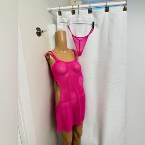 Vibrant Pink Mesh Lingerie Set